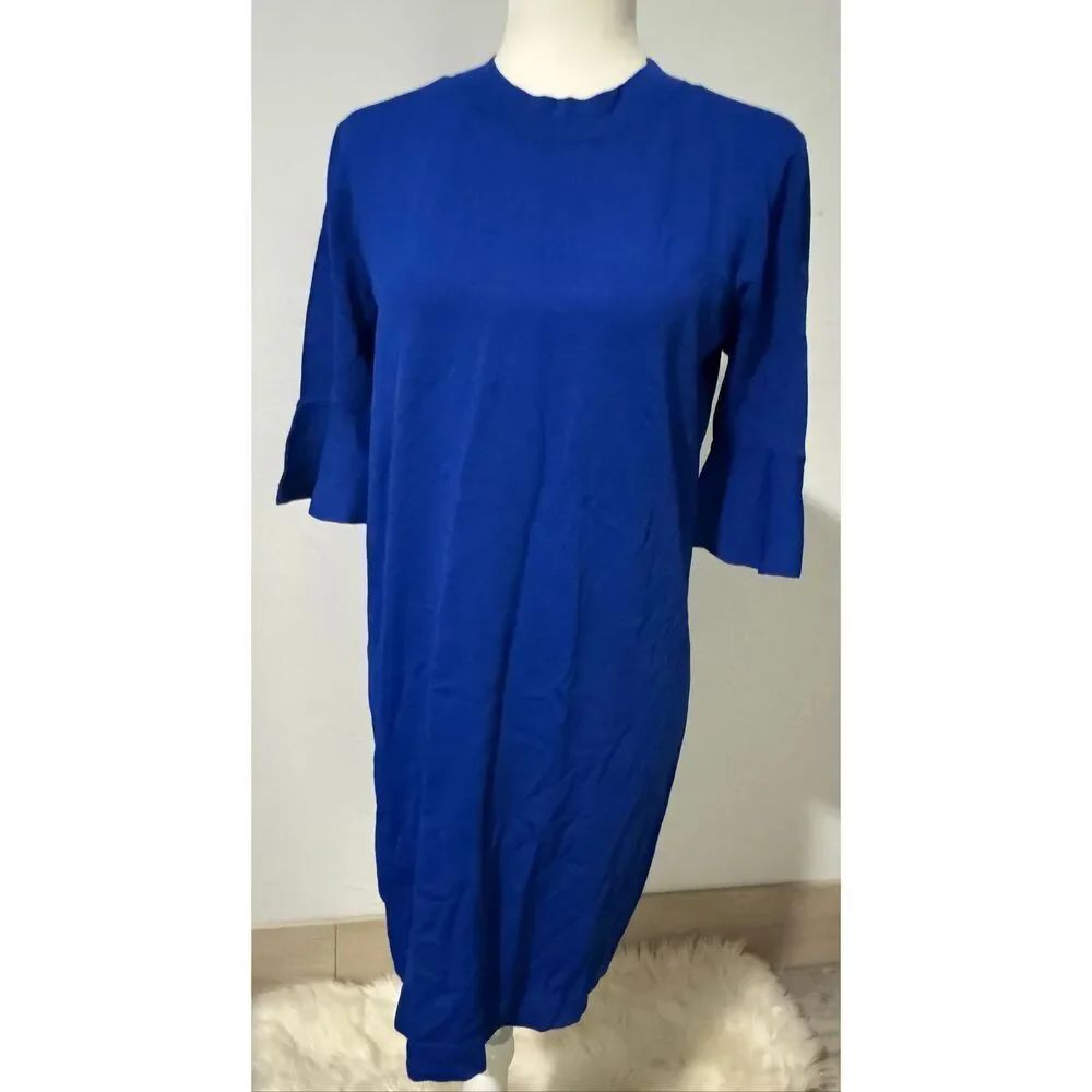 Cos Royal blue knit bell sleeve dress S